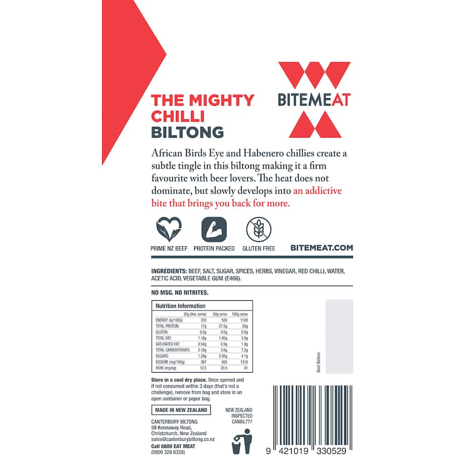 Bite Meat Mighty Chili Biltong  50g