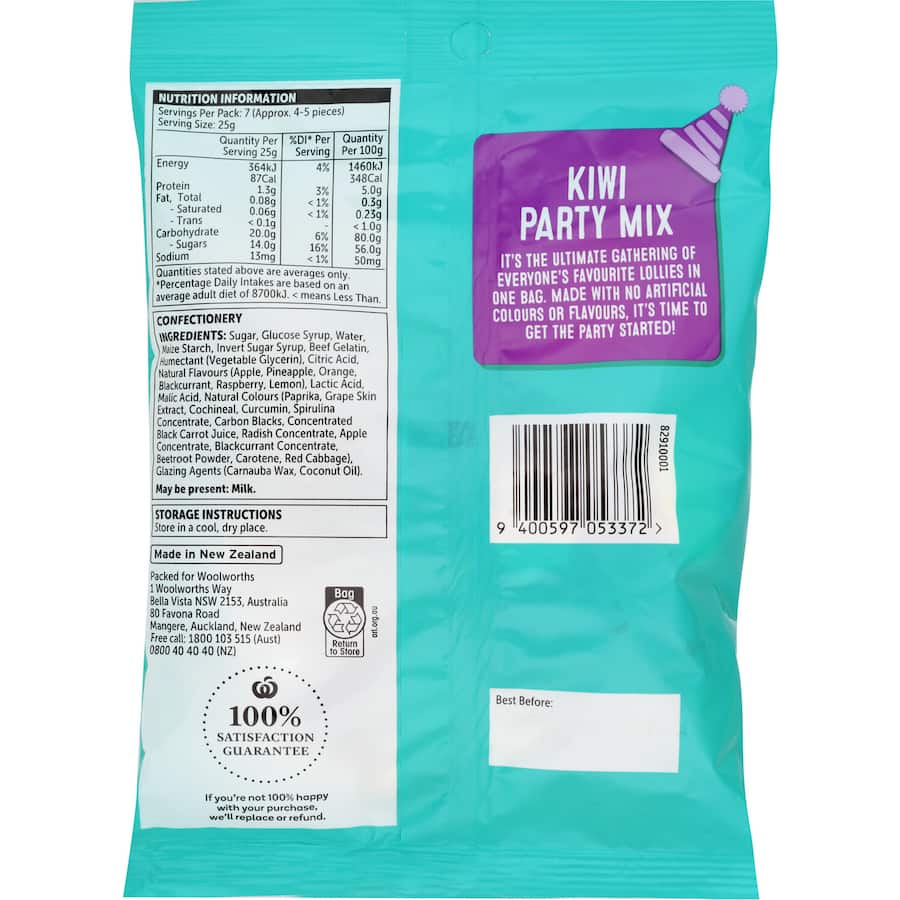 Woolworths Lollies Kiwi Party Mix 180g
