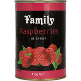 Family Raspberries In Syrup Can 415g