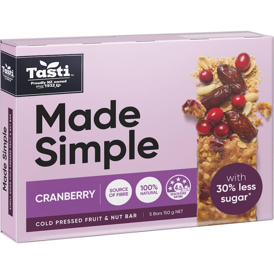 Tasti Made Simple Muesli Bars Cranberry 5 pack 150g