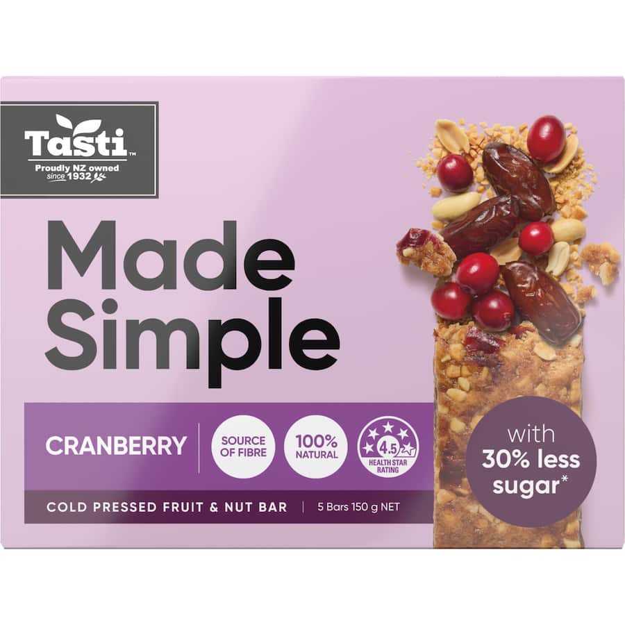 Tasti Made Simple Muesli Bars Cranberry 5 pack 150g