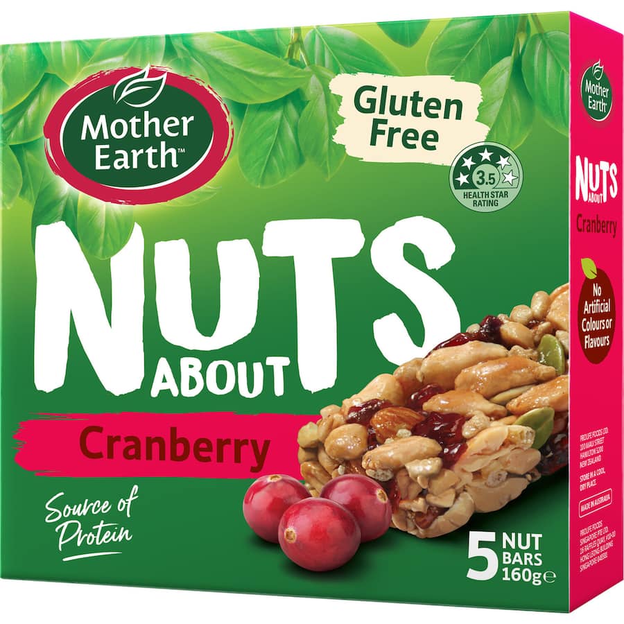 Mother Earth Nuts About Muesli Bars Cranberry 5pack
