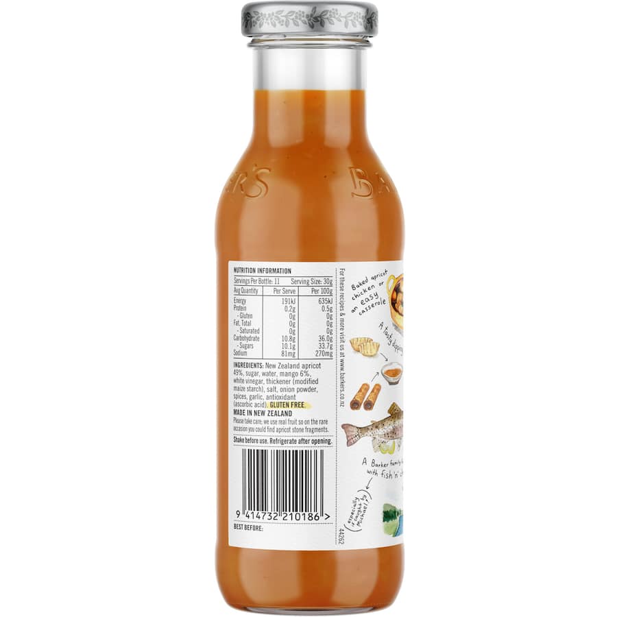 Barkers Apricot Sauce NZ Spiced With Mango 330g