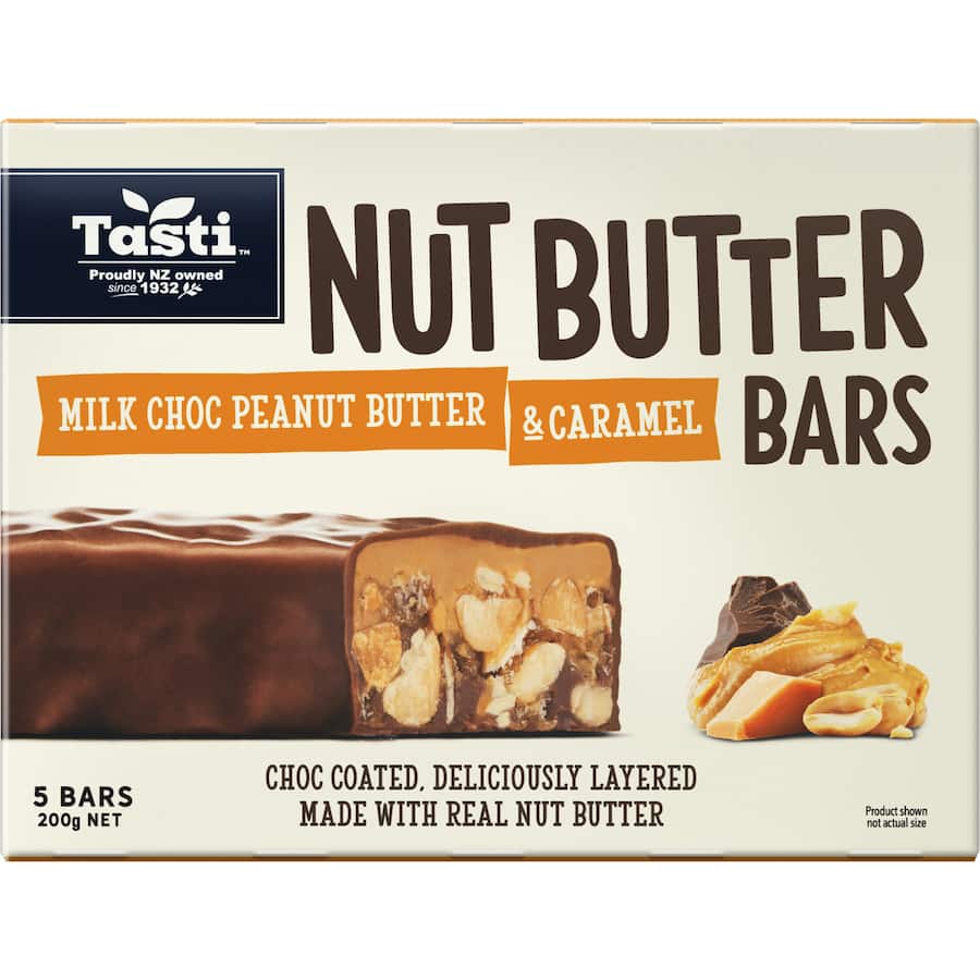 Tasti Choc Nut Bars Peanut Butter & Salted Caramel 5 pack 200g