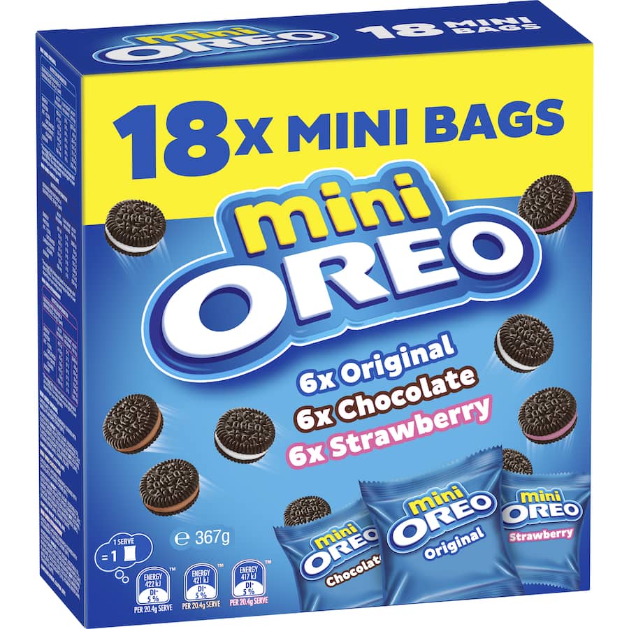 Oreo Mini Creme Filled Biscuits Variety Pack 18pk 367g