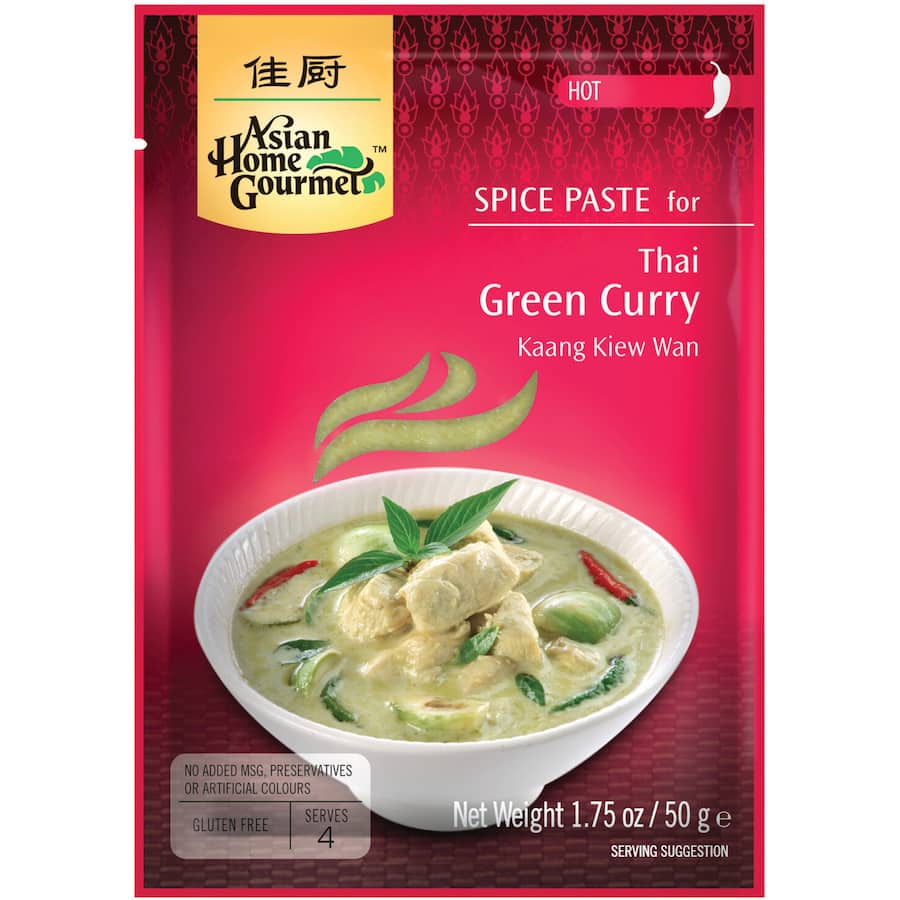 Asian Home Gourmet Spice Paste Thai Green Curry Packet 50g