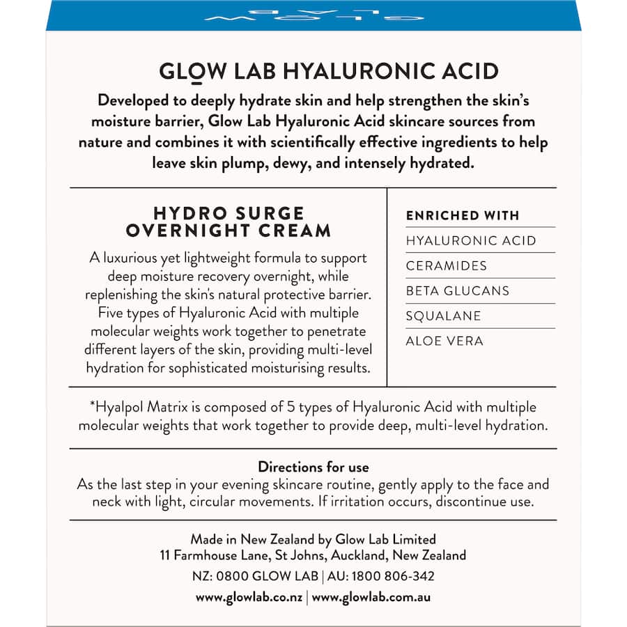Glow Lab Overnight Cream Hydro Surge 50g