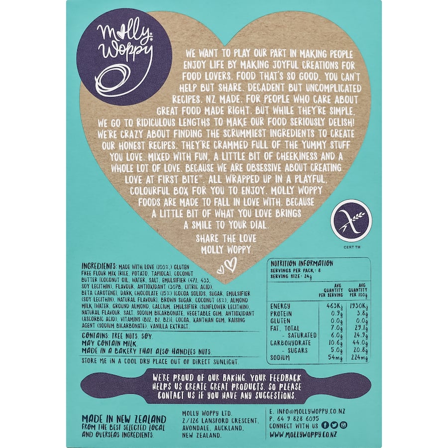 Molly Woppy Gluten Free Cookies Choccy Coconut Ruff 185g