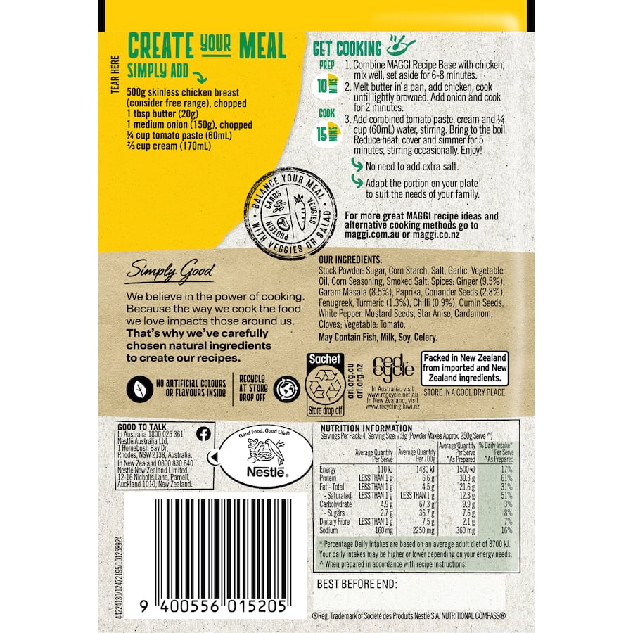 Maggi Recipe Base Butter Chicken Sachet 29g