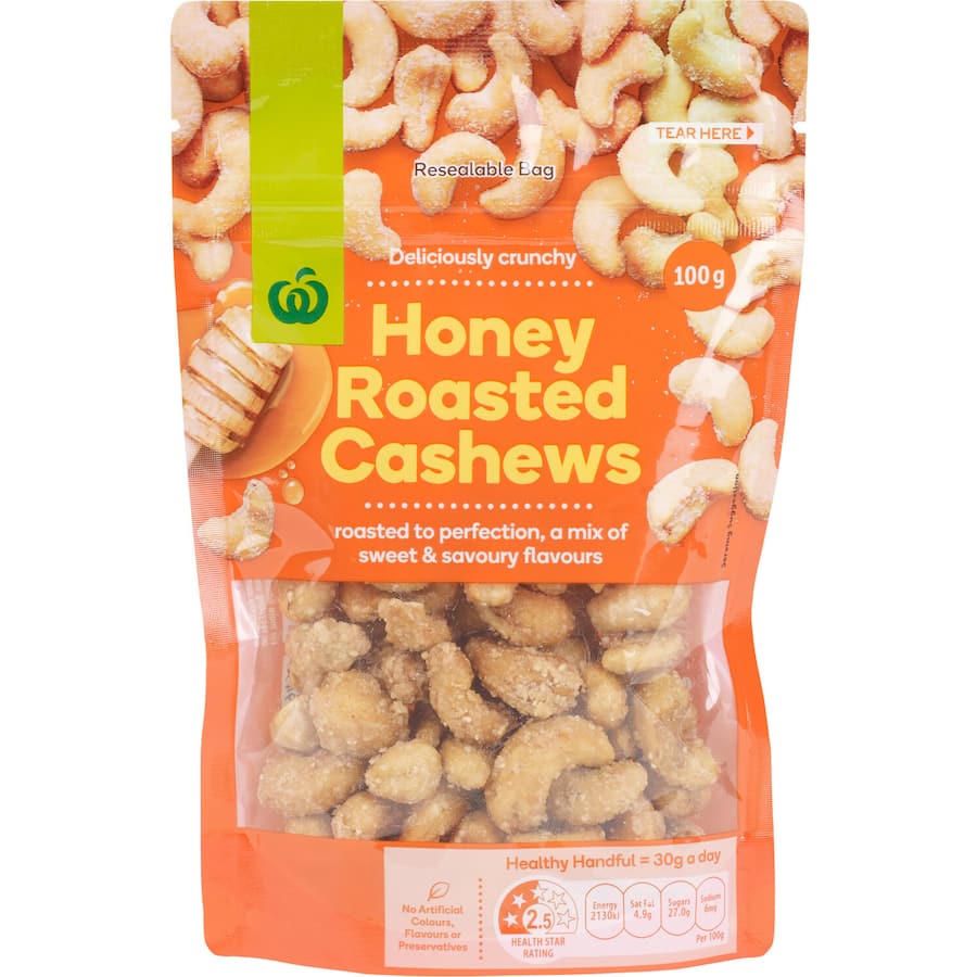 Woolworths Cashews Honey Roasted 100g