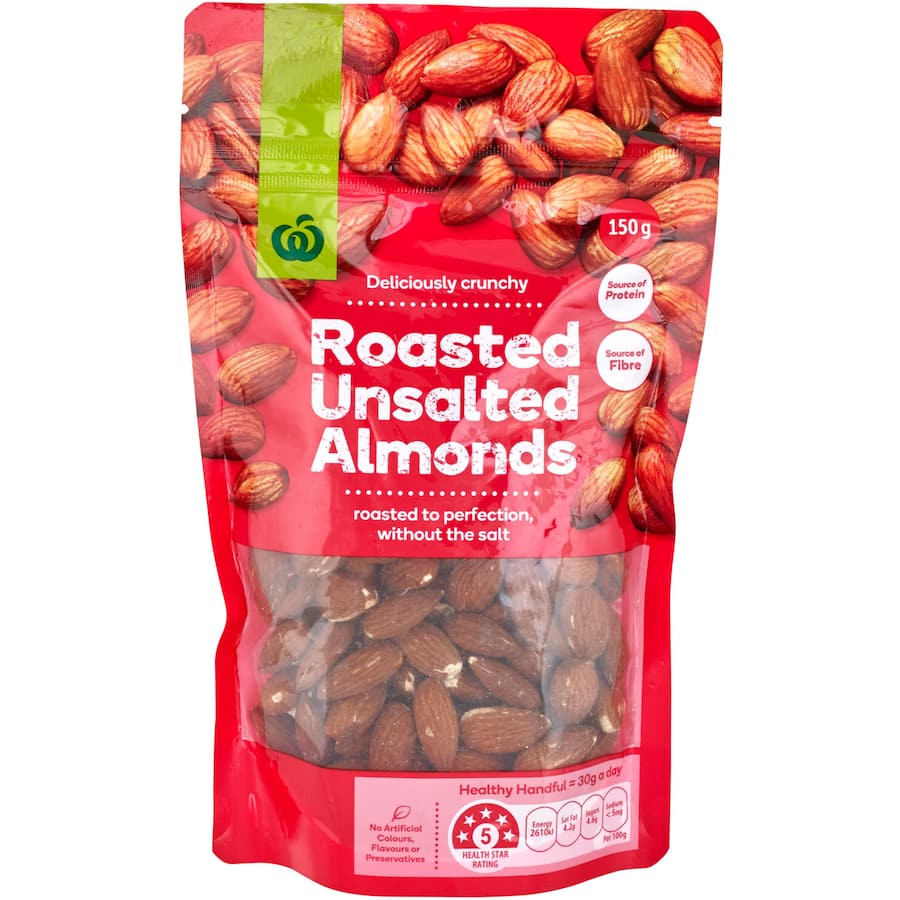 Woolworths Almonds Roasted Unsalted 150g