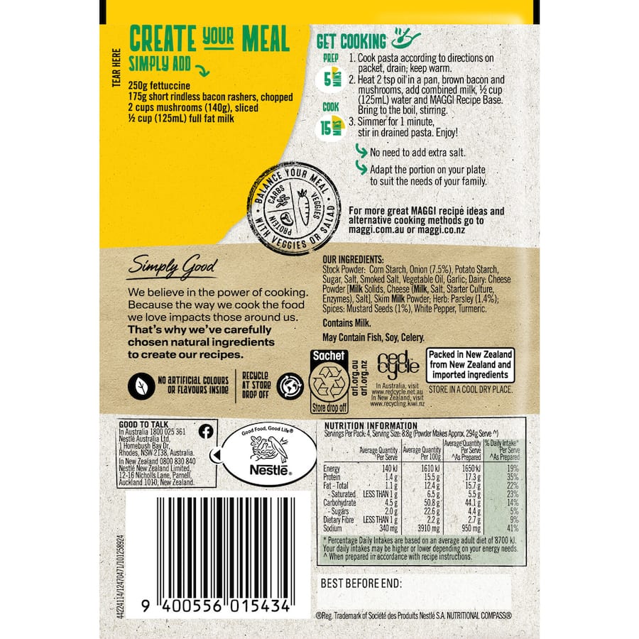 Maggi Recipe Base Creamy Carbonara Sachet 35g