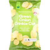 Woolworths Chips Green Onion Crinkle Cut 150g