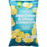 Woolworths Chips Sour Cream Chives Crinkle Cut 150g
