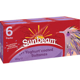 Sunbeam Fruit Snack Yoghurt Coated Sultanas 180g 6 x 30g