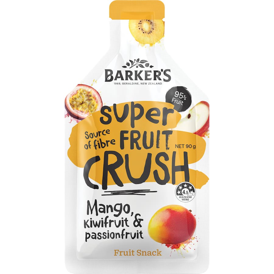 Barkers Super Fruit Crush Fruit Juice Mango, Passionfruit & Kiwi Pouch 90g