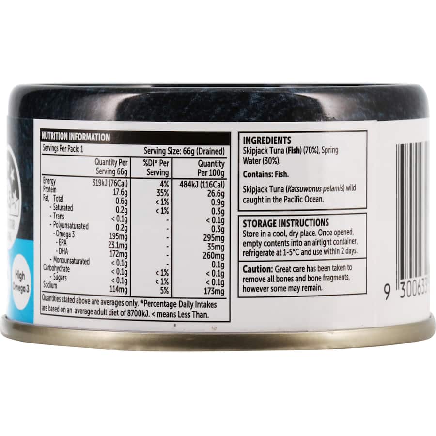 Woolworths Tuna In Spring Water Tear tab can 95g