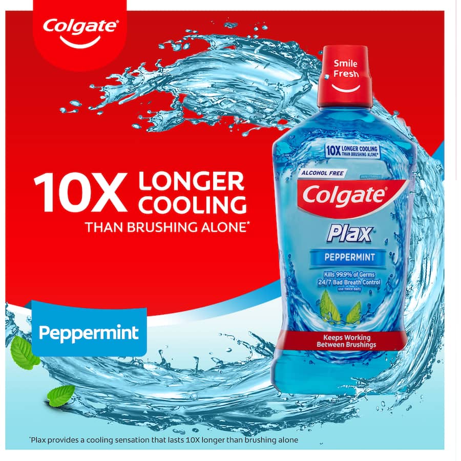 Colgate Plax Antibacterial Mouthwash Rinse Peppermint Value Pack 1L