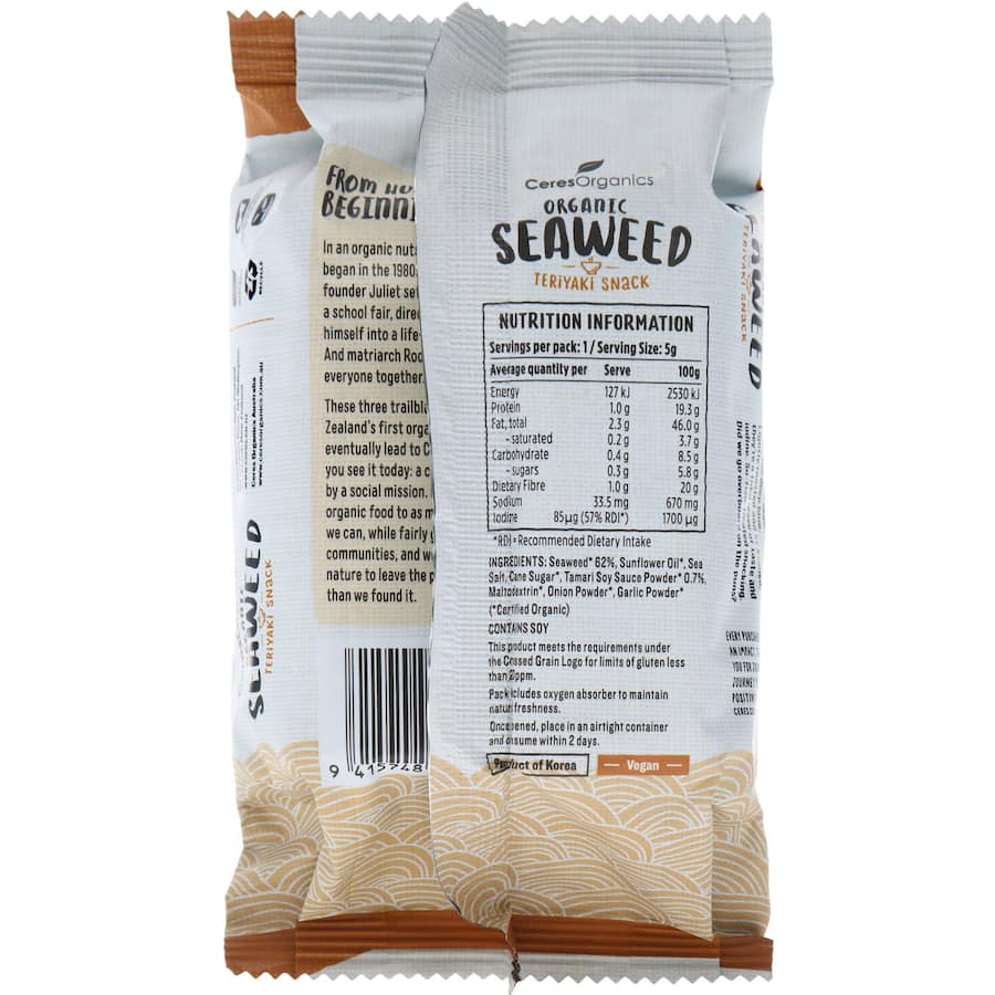 Ceres Organics Snacks Seaweed Teriyaki 5g