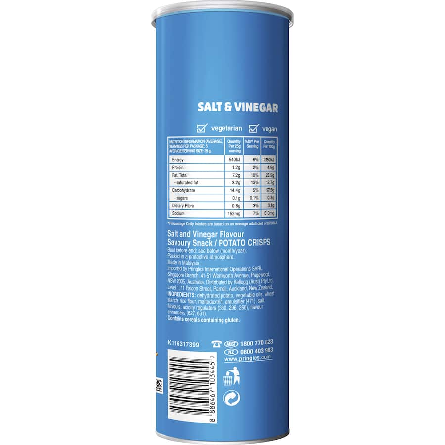Pringles Chips Salt & Vinegar Tube 134g
