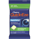 Quick-eze Chewable Antacid Tablets Peppermint 24 pack
