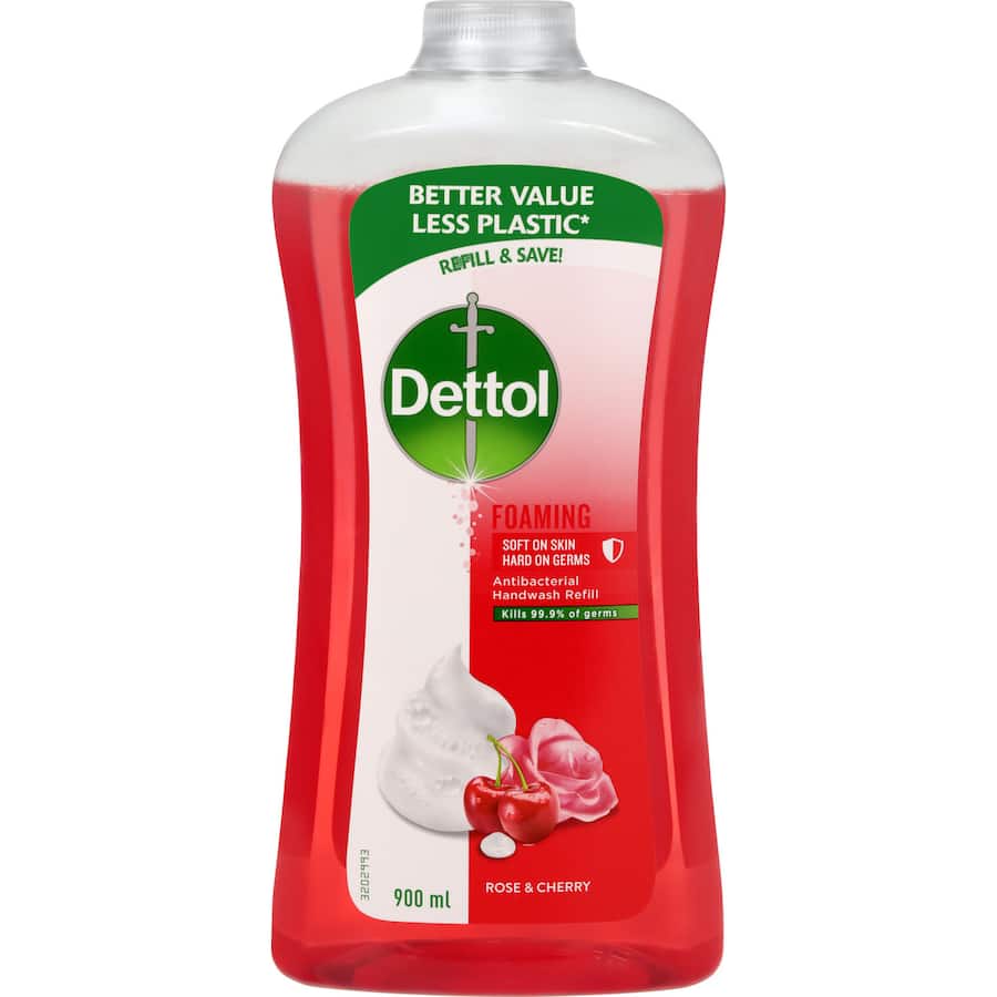 Dettol Foaming Hand Wash Rose & Cherry Refill 900mL