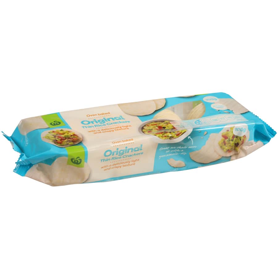 Woolworths Rice Crackers Plain Thin 100g