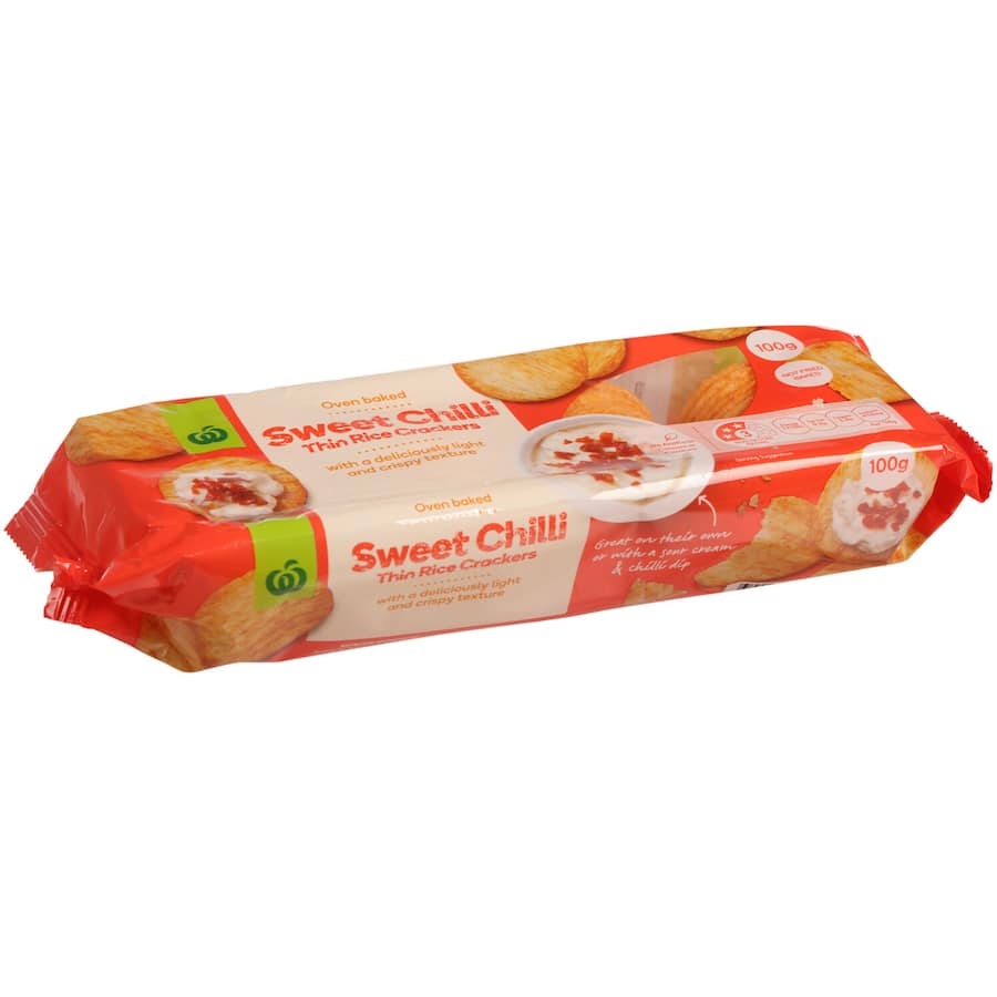 Woolworths Rice Crackers Thin Sweet Chilli 100g