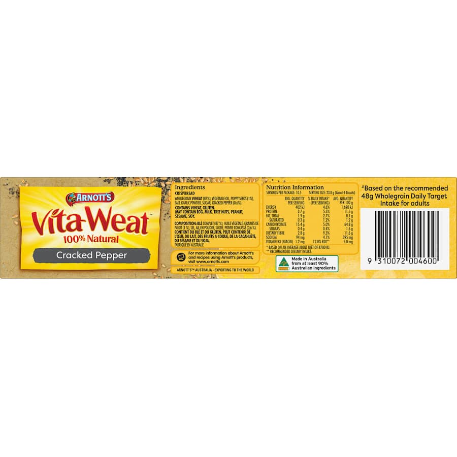 Arnotts Vita Weat Crispbread Cracked Pepper Box 250g