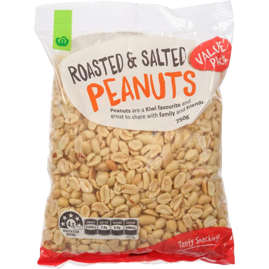 Woolworths Peanuts Roasted & Salted Bag 750g