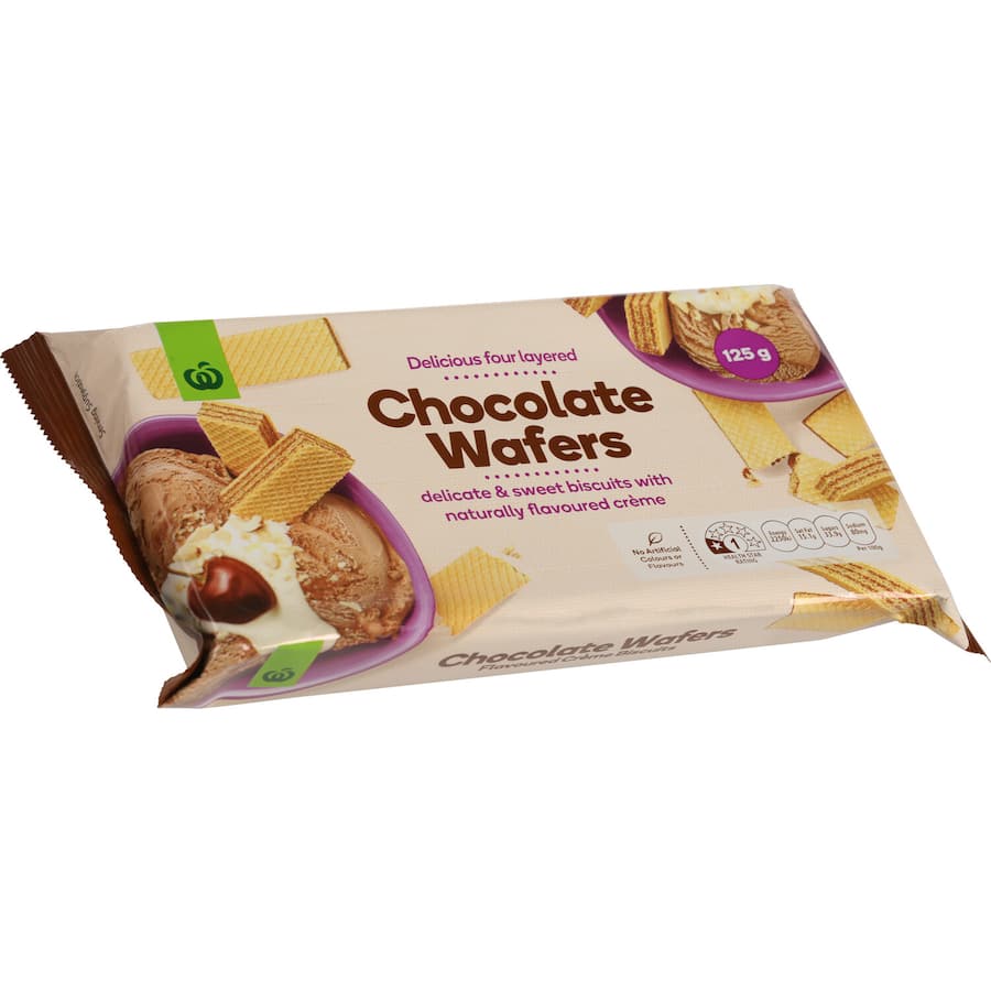 Woolworths Creme Filled Chocolate Wafers 125g