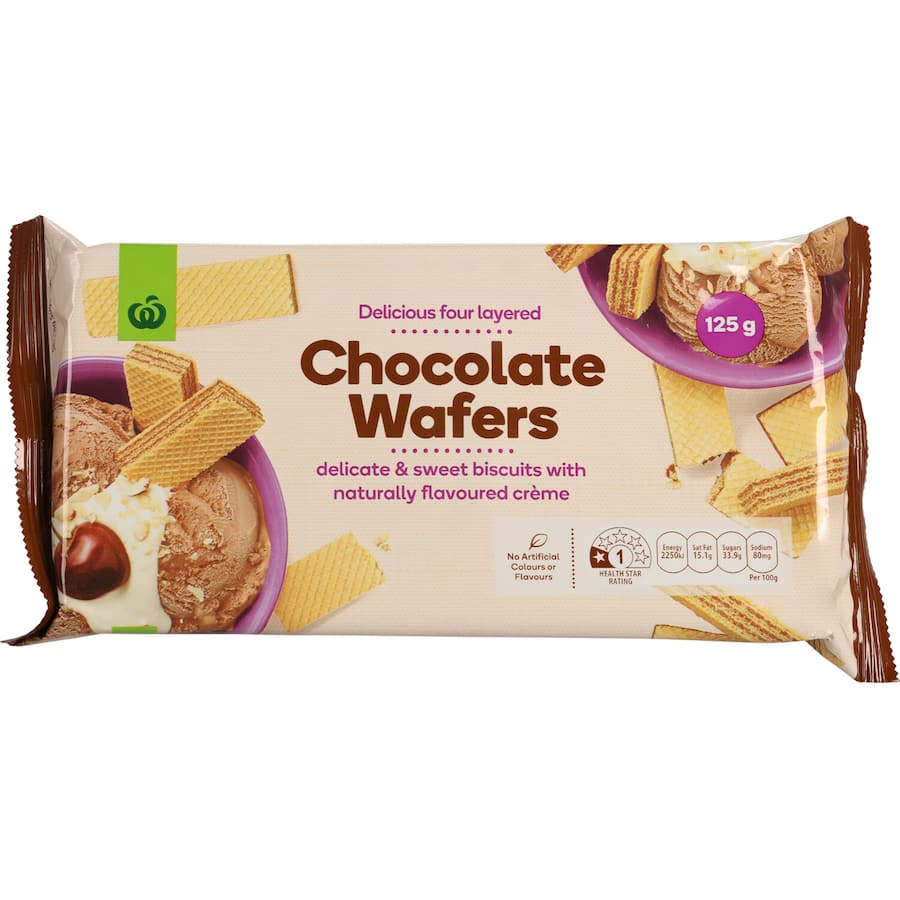 Woolworths Creme Filled Chocolate Wafers 125g