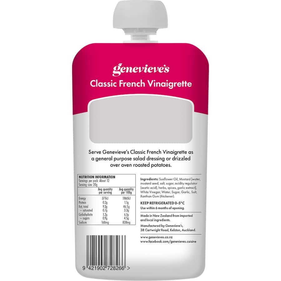 Genevieve's French Dressing Classic Vinaigrette Pouch 245g