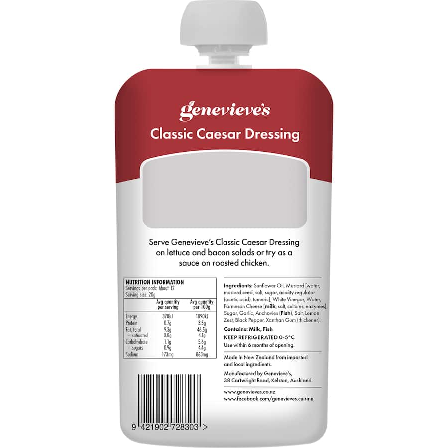 Genevieves Classic Caesar Dressing  Pouch 245g