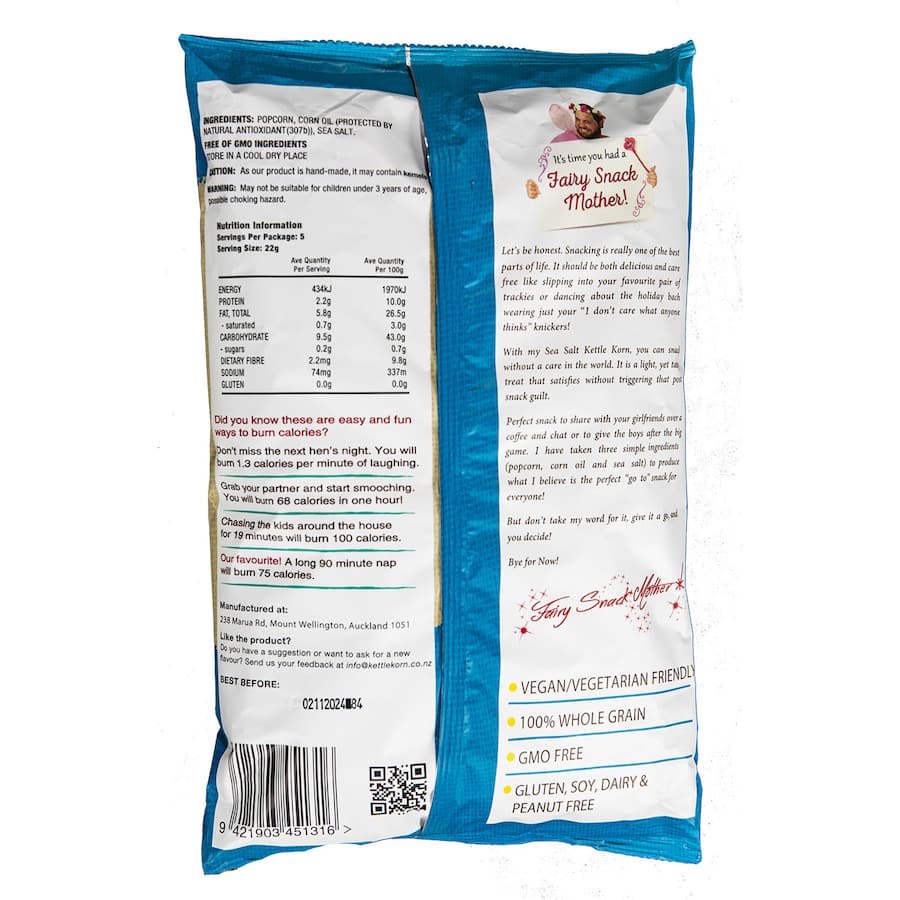 NZ Kettle Korn Popcorn Sea Salt 110g
