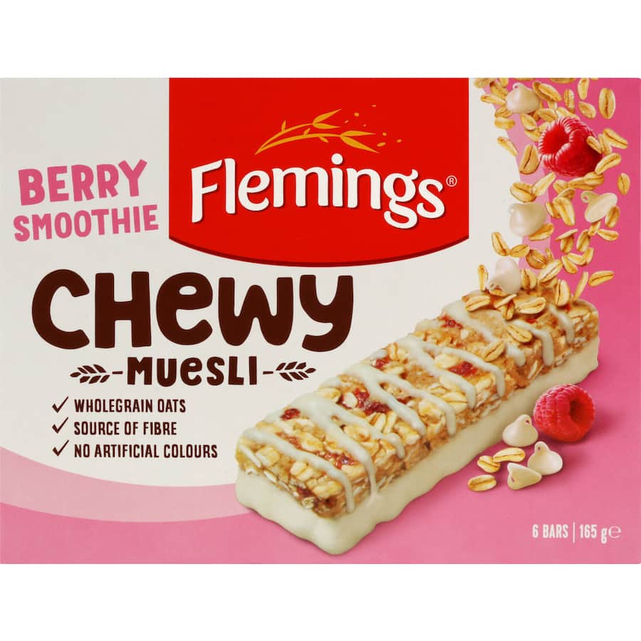 Flemings Chewy Muesli Bars Berry Smoothie 6pk 165g