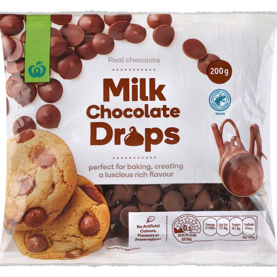 Woolworths Chocolate Drops Milk 200g