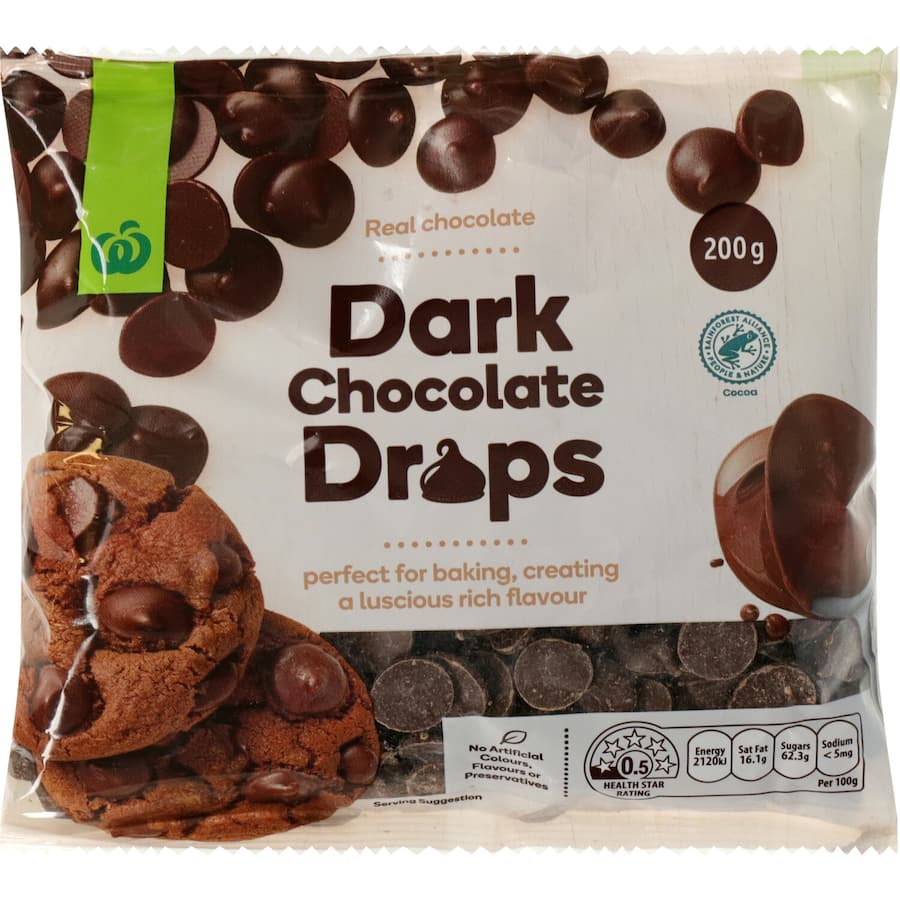 Woolworths Chocolate Drops Dark 200g
