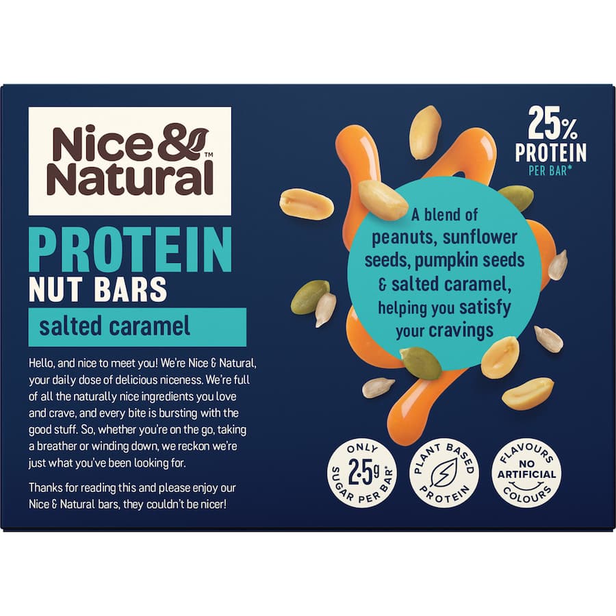 Nice & Natural Protein Nut Bars 3 Super Seeds Salted Caramel 5pk 165g