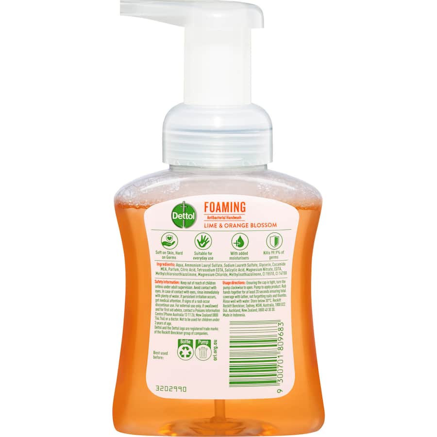 Dettol Foaming Hand Wash Lime & Orange Blossom Pump 250mL