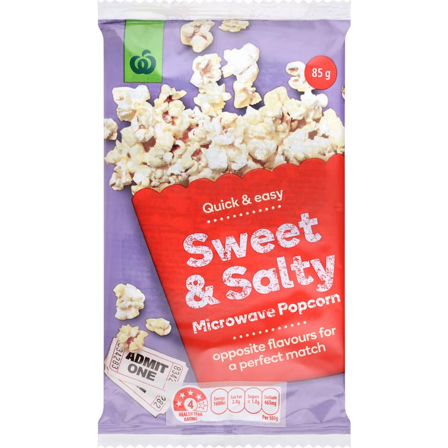 Woolworths Popcorn Microwave Sweet & Salty 85g