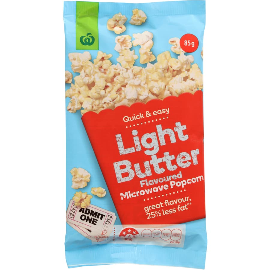 Woolworths Popcorn Microwave Light Butter 85g