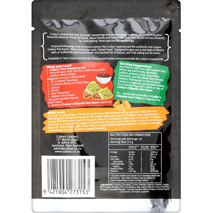 Culleys Mexican Street Food Mexican Taco Seasoning