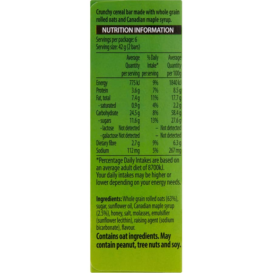 Nature Valley Crunchy Muesli Bars Canadian Maple Syrup 6pk 252g