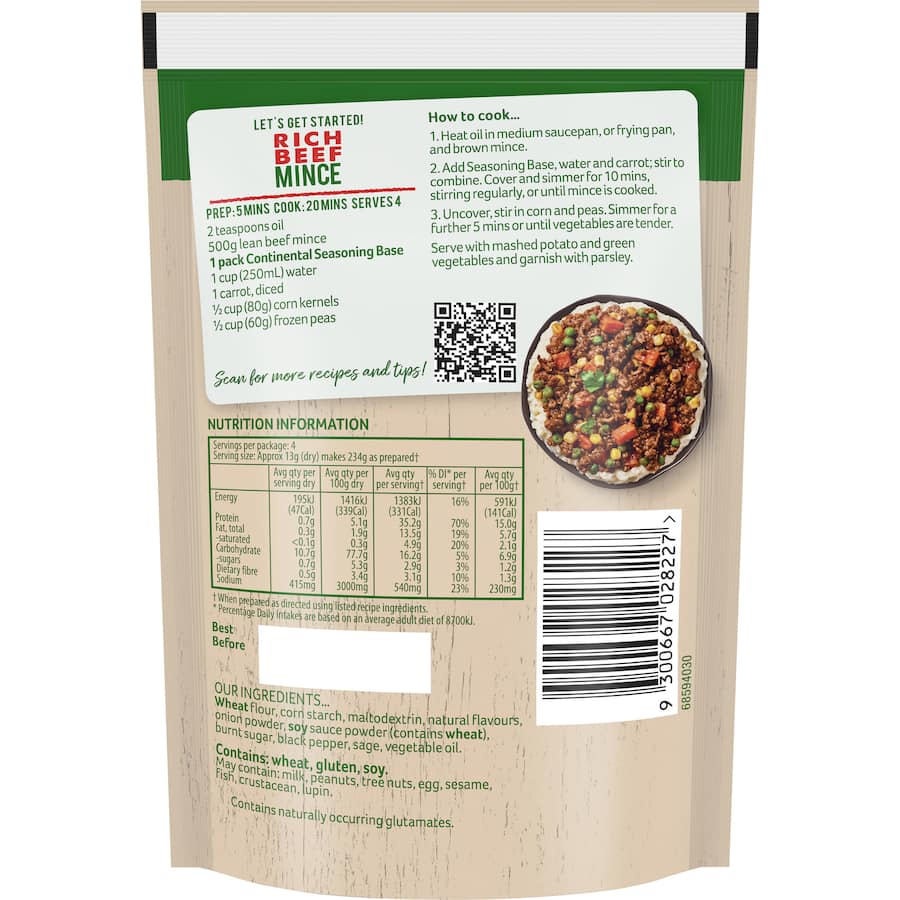 Continental Recipe Base Rich Beefy Mince Pkt 50g
