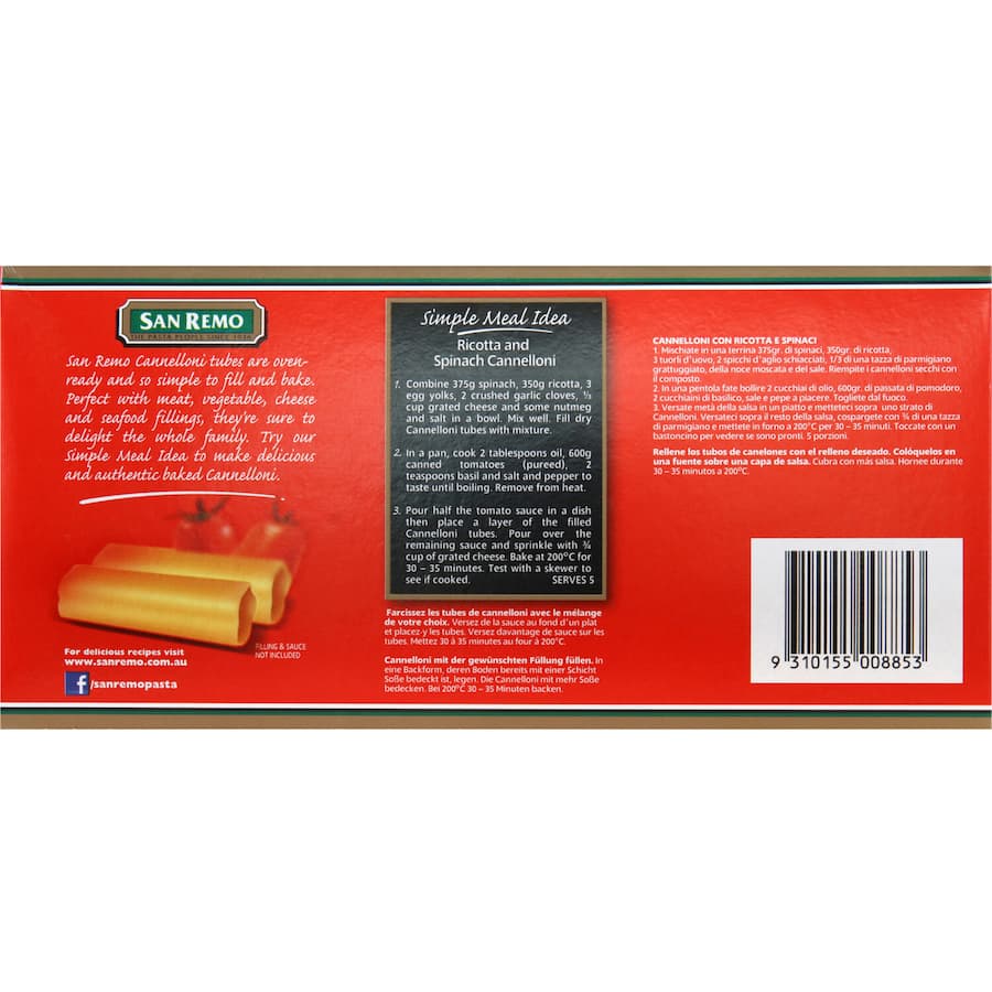 San Remo Pasta Cannelloni 250g