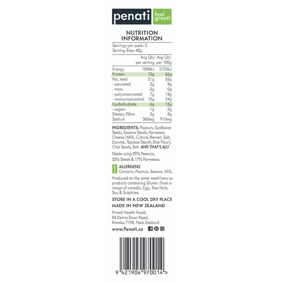 Penati Nut & Seed Crackers Parmesan 120g