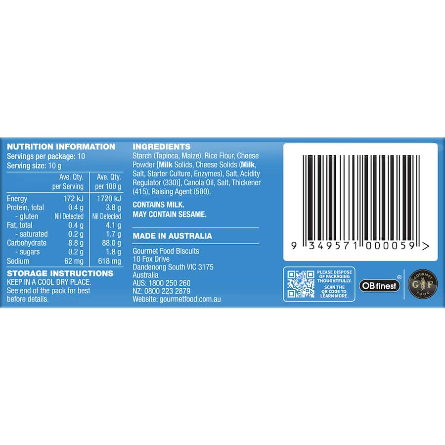 Ob Finest Gluten Free Wafers Original 100g