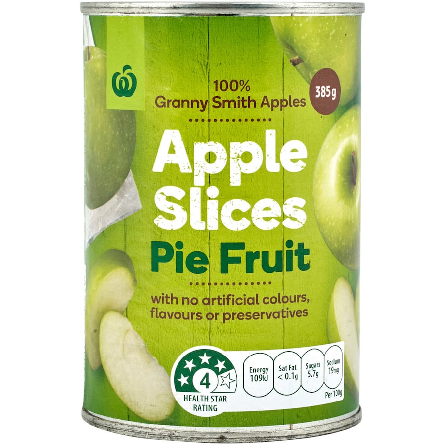 Woolworths Tinned Apples Fruit Pie Slices Can 385g