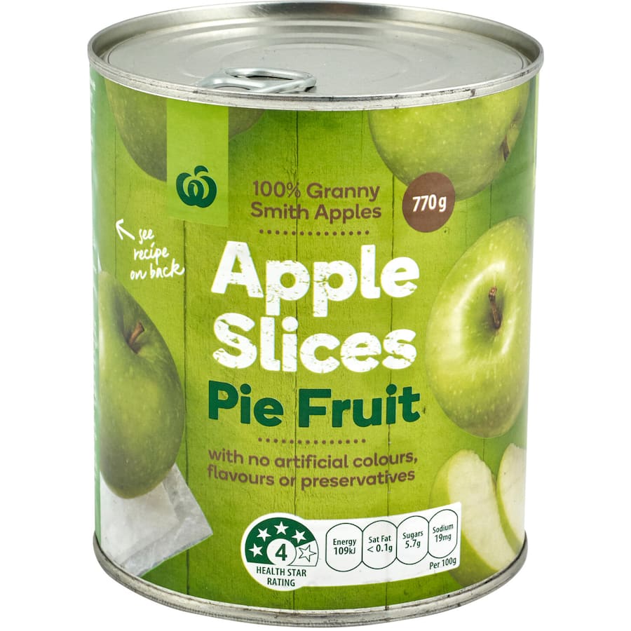 Woolworths Tinned Apples Fruit Pie Slices Can 770g